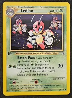 1st Edition Ledian 39/111 Neo Genesis Uncommon WoTC Pokemon Trading CG 2000 NM - Image 1