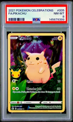 PSA 8 - PIKACHU 2021 POKEMON CELEBRATIONS FA 005/025 FULL ART Red NM Mint #005 - Image 1
