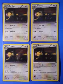 4x Persian 62/98, 4x Meowth 61/98 Pokemon card XY Ancient Origins NM - Image 1