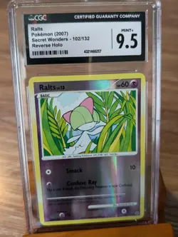 2007 Pokemon Secret Wonders Ralts Reverse Holo #102 CGC 9.5 Mint+ - Image 1
