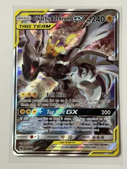Pikachu & Zekrom GX SM168 Sm Sun & Moon Holo Pokemon TCG HP/Damaged - Image 1