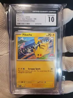 Pikachu 190 World Championship 2024 CGC GEM MINT 10 Black Star Promo Pokemon TCG - Image 3