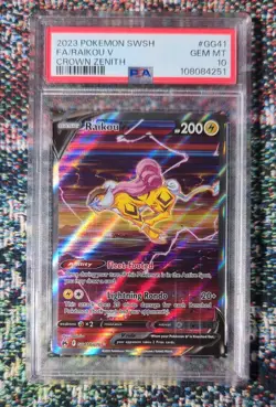 2023 Pokemon SWSH Crown Zenith #GG41 FA/Raikou V PSA GEM MINT 10 - Image 1