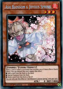 Yugioh Ash Blossom & Joyous Spring MP22-EN257 1st Edition Prismatic Secret NM - Image 1