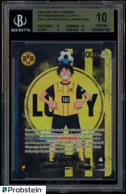 2025 ONE PIECE PROMOS BVB X ONE PIECE MATCH DAY 2025 #003 MONKEY D. LUFFY BGS 10 - Image 1
