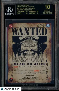 2025 One Piece Carrying/Will Wanted Poster Gol D. Roger #118 BGS 10 BLACK LABEL - Image 1