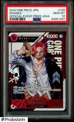 2023 One Piece Japanese Official Event Prize Asia #120 Shanks PSA 10 GEM MINT - Image 1