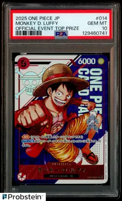 2025 ONE PIECE JPN PROMOS OFFICIAL EVENT TOP PRIZE #014 MONKEY D. LUFFY PSA 10 - Image 1