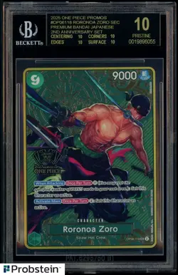 2025 One Piece Promos OP06118 Roronoa Zoro Premium 2nd Aniv BGS 10 BLACK LABEL - Image 1