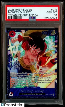 2025 One Piece EN Treasure Cup Top 64 #015 Monkey D Luffy PSA 10 GEM MINT - Image 1