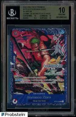 2025 One Piece Promos ST21015 Rorornoa Zoro Silver Championship 2nd Place BGS 10 - Image 1
