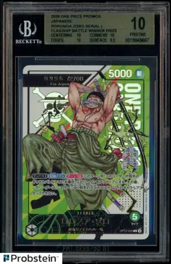 One Piece TCG Roronoa Zoro Serial Japan BGS 10 OP12-020 - Image 1