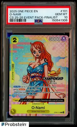 2025 One Piece EN Championship 25-26 Event Pack Finalist #101 O-Nami PSA 10 - Image 1