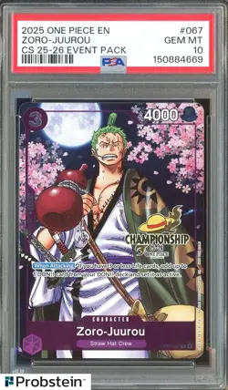2025 One Piece EN Championship 25-26 Event Pack #067 Zoro-Juurou PSA 10 GEM MINT - Image 1