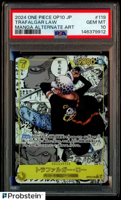 2024 One Piece OP10 Japanese #119 Trafalgar Law Manga Alternate Art PSA 10 - Image 1