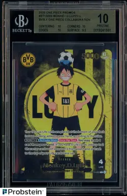 2025 ONE PIECE PROMOS BVB X ONE PIECE MATCH DAY 2025 #003 MONKEY D. LUFFY BGS 10 - Image 1