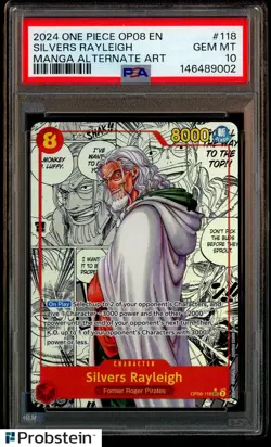 2024 One Piece OP08 EN Manga Alternate Art #118 Silvers Rayleigh PSA 10 GEM MINT - Image 1