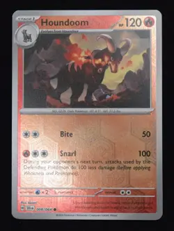 Pokemon TCG Houndoom 008/064 2024 Shrouded Fable Reverse Holo Common Card - NM - Image 1