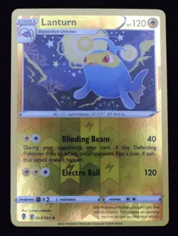 Pokemon TCG Lanturn 053/203 2021 Evolving Skies Reverse Holo Uncommon Card - NM - Image 1