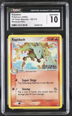 CGC 10 Rapidash EX Delta Species 52/113 Reverse Holo STAMPED Pokemon Card - Image 1