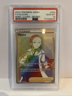 PSA 10 - Oleana Full Art Secret #202 - Rebel Clash - Graded Pokemon Card - Image 1