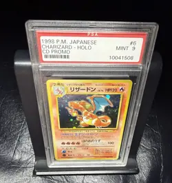 1998 P.M. PSA 9 CHARIZARD HOLO CD PROMO #6 Pokemon Japanese Card SLAB ZARD - Image 1