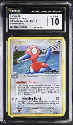 CGC 10 Porygon2 2005 EX Delta Species 25/113 Reverse Holo STAMPED Pokemon Card - Image 1