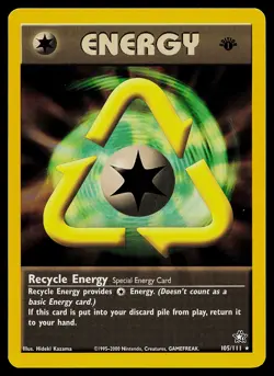 Pokemon Card - Recycle Energy 1st Edition Neo Genesis 105/111 Rare - Image 1