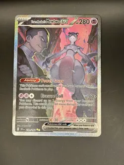 Team Rocket’s Mewtwo ex 231/182 SV10 Destined Rivals SIR Full Art Pokemon Card - Image 1
