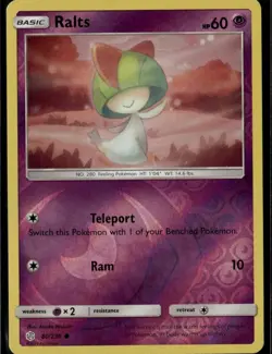 Ralts Common SM Cosmic Eclipse 80/236 Psychic Reverse Holo Pokemon Card - Image 1
