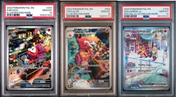 2023 FUECOCO 201 CROCALOR 202 SKELEDIRGE 258 PALDEA EVOLVED PSA 10 3 CARD SET - Image 1