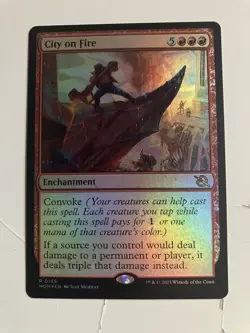 FOIL MTG Magic the Gathering City on Fire (135/548) March of the Machine NM - Image 1