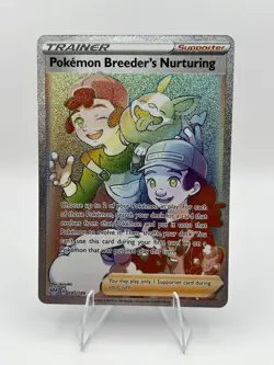 Pokemon Breeders Nurturing 195/189 Darkness Ablaze NM Secret Rainbow Rare Card - Image 1