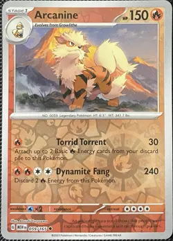 Arcanine 059/165 Sv: Scarlet & Violet 151 Reverse Holo - Pokemon Card - Image 1