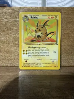 Pokemon Raichu Fossil Rare 29/62 1999 Card 90 HP - Image 1