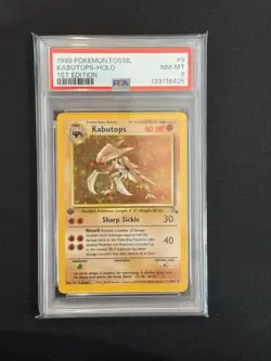 1999 POKEMON FOSSIL 1ST ED #9 KABUTOPS-HOLO PSA 8 *NEW CERT* - Image 4
