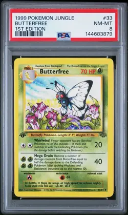 1999 POKEMON JUNGLE #33 BUTTERFREE FIRST EDITION PSA 8 *NEW CERT* - Image 1