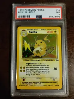 1999 Pokemon Fossil Raichu Holo Rare PSA 7 NEAR MINT 14/62 - Image 1