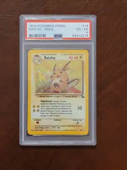 1999 Pokemon Fossil Holo Raichu 14/62 Holo Rare PSA 4 - Image 1