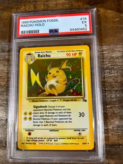 Pokemon 1999 Fossil RAICHU Holo #14 PSA 5 RARE - Image 1