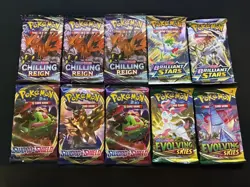Pokemon TCG Sword and Shield Era Booster Packs - Lot Of 10 - (EVOLVING SKIES) - Image 1