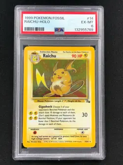 Pokemon 1999 Raichu Holo Fossil 14/62 PSA 6 - Image 1