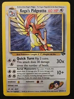 Koga's Pidgeotto 27/132 Gym Challenge Non Holo Rare WoTC Pokemon TCG 2000 NM/LP - Image 1