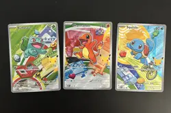 Pokemon First Partner Illustration Kanto Starters- Bulbasaur Charmander Squirtle - Image 1