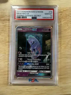 Pokemon Mewtwo GX Secret Rare Full Art Holo Shining Legends 78/73 PSA 10 - Image 1