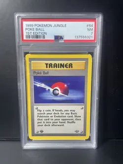 1st Edition Jungle POKE BALL #64 Pokemon 1999 WOTC PSA 7 - Image 2