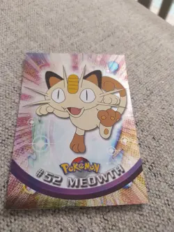 Meowth 52 Pokemon Topps Series 1 TV Animation Edition Blue Logo Holo NM/VLP - Image 1