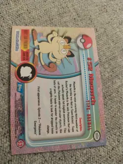 Meowth 52 Pokemon Topps Series 1 TV Animation Edition Blue Logo Holo NM/VLP - Image 2