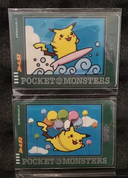 Flying & Surfing Pikachu 2 Sealdass Pocket Monsters Japanese Pack Fresh Mint - Image 1