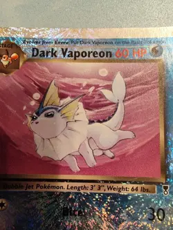 Rare 2002 Pokemon Dark Vaporeon Legendary Collection Reverse Holo 9/110 - Image 2